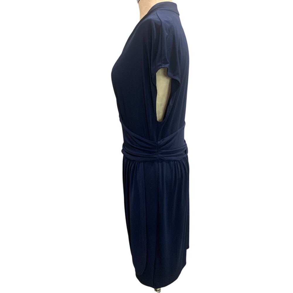 Size 16 Dressbarn Navy Blue Pullover Dress Stretch Surplice Neckline - Picture 5 of 8
